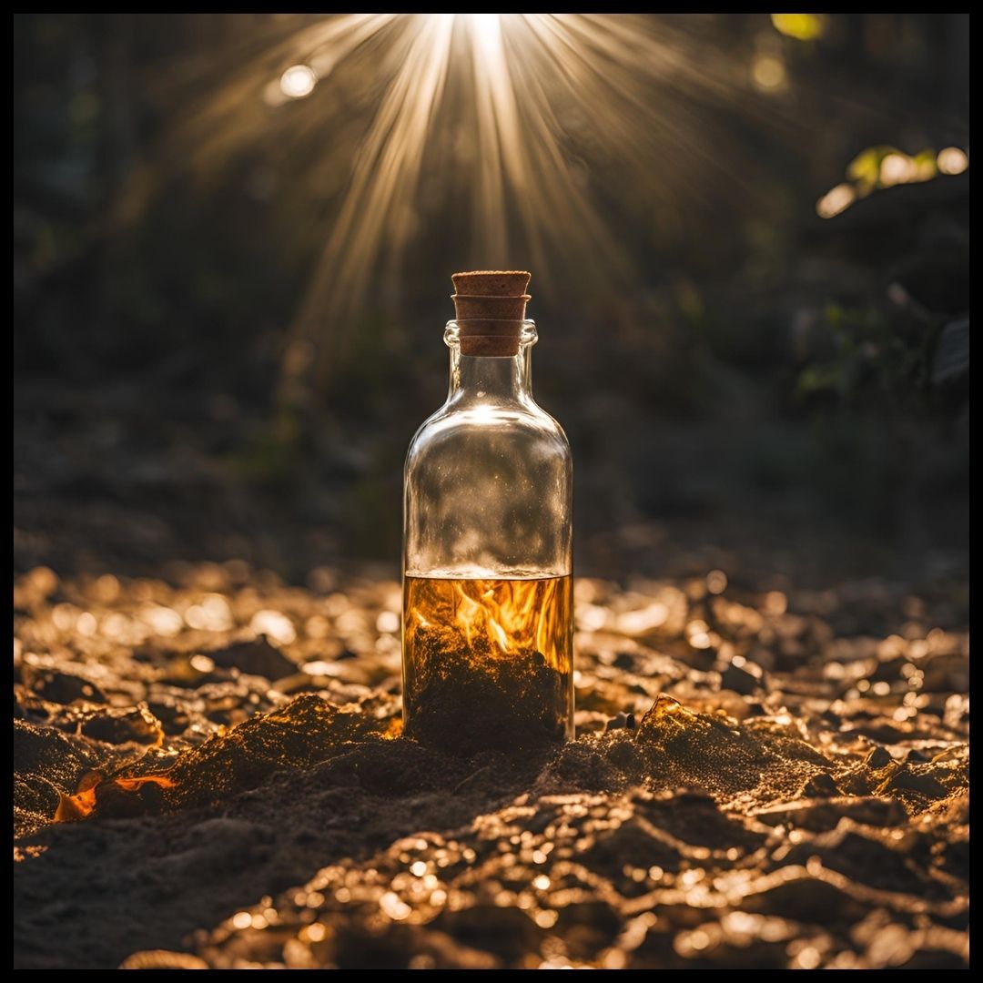 Flasche auf Waldboden