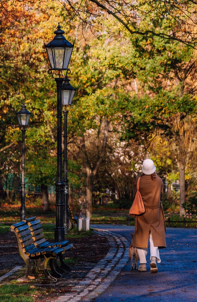 Woman walking in a park