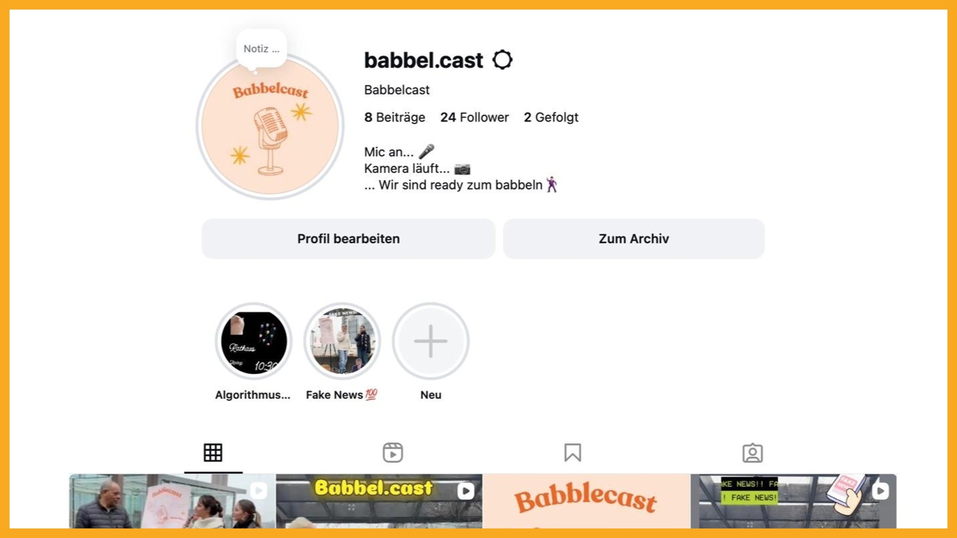 Vorschau des Instagram-Feeds von Babbelcast