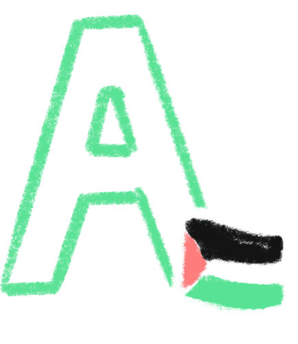 Buchstabe A mit der Flagge Palästinas