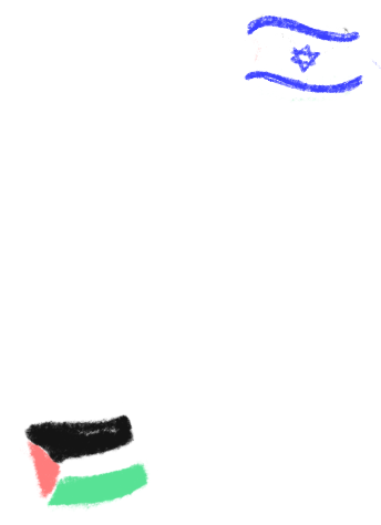 Buchstabe B mit der Flagge Palästinas und Israels